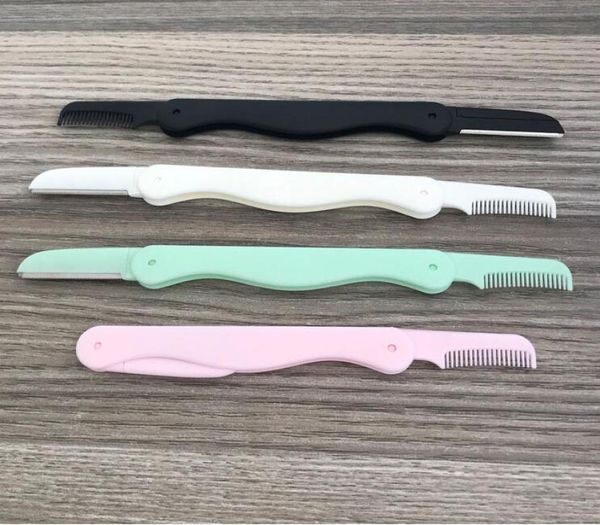 

folding eyebrow razor with comb stainless steel blade eyebrow remover microblade eyebrow pen1086785