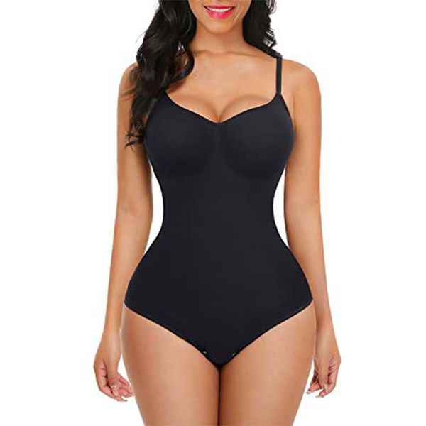 

bodysuit for women tummy control shapewear seamless sculpting thong body shaper tank top, Black;white