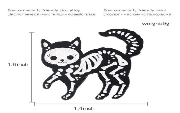 

cat pin black body seethrough white skeleton brooch cute animal badge jewelry like being illuminated zdl09076944023, Gray