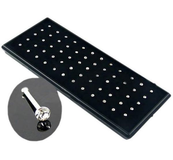 

crystal nose ring set 60pcspack stainless steel jewelry women girl surgical steel nose piercing crystal nose stud body jewelry1949227, Silver