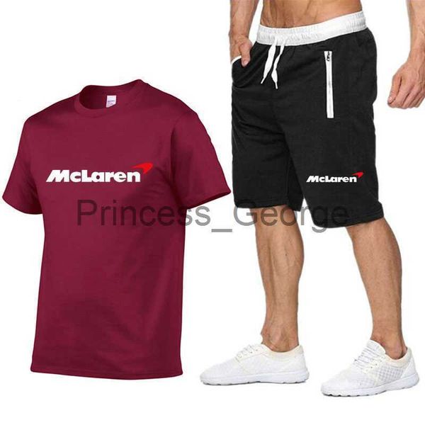 

men's tracksuits outdoor sports men's set f1 mclaren racing suit summer men's pure cotton tshirtshorts set formula one men&#0, Gray