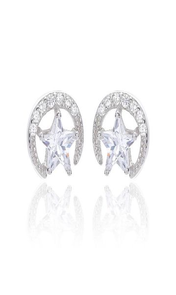 

hypoallergenic sterling silver 925 star moon crystal stud earrings luxury designer jewelry earrings 672082515752