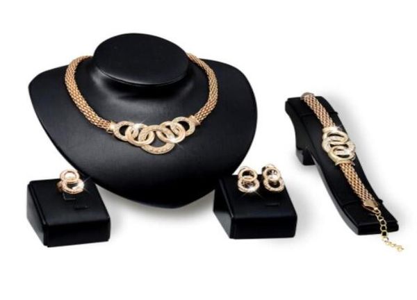 

sets drop delivery 2021 earrings necklace bracelet ring luxury exquisite women rhinestone 18k gold plated alloy oval wedding jewel3447169, Slivery;golden