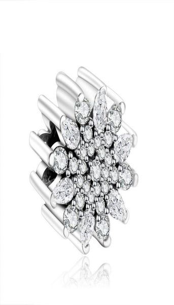 

christmas ice charms bead authentic 925 sterling silver pave clear crystal snowflake beads for jewelry making european diy brand b2846663, Black