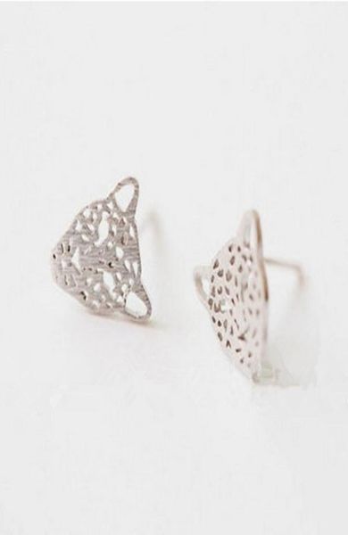 

trendy leopard head stud earrings hollow out hammer point design gold silver rose three color optional suitable for men and women6387786, Golden;silver