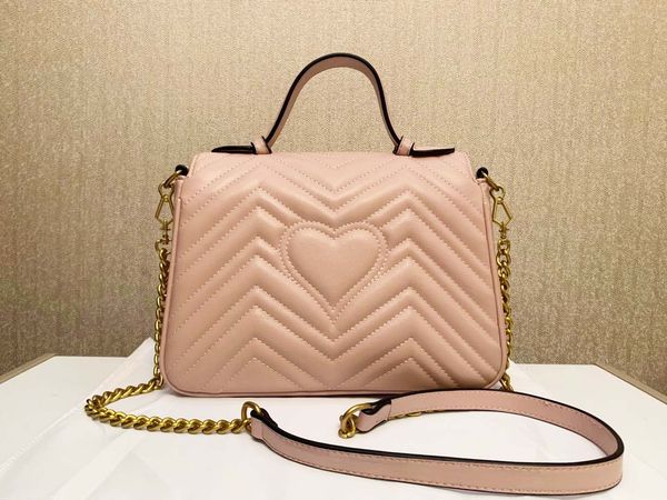 

designer bag marmont luxury bag love heart v wave pattern satchel shoulder pink bag gold chain handbags crossbody purse lady leather tote ba