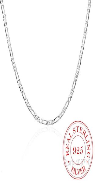 

8 sizes available real 925 sterling silver 4mm figaro chain necklace womens mens kids 4045506075cm jewelry kolye collares2505298