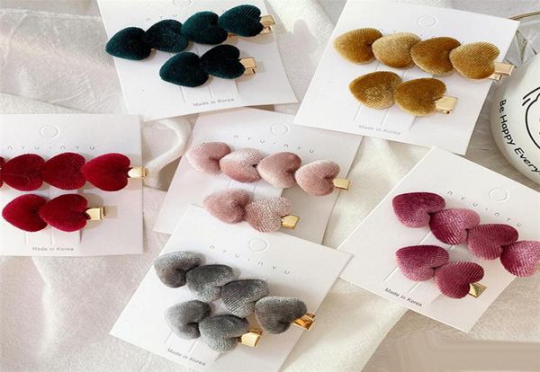 

6 color girls vintage velvet heart shape hair pins hair clips barrettes hairgrips headwear hair styling tools accessories2002295, Golden;silver