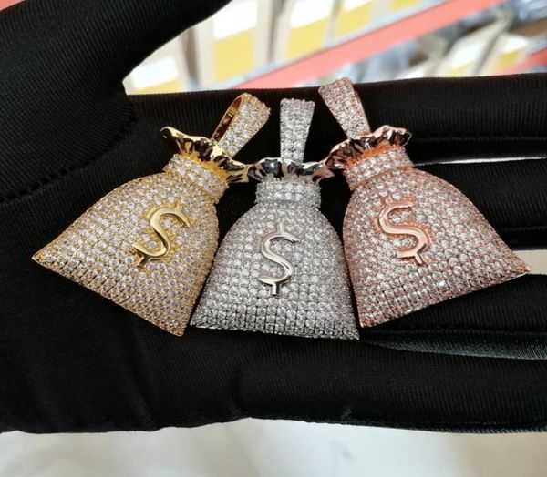 

pendant necklaces brass setting cz hip hop us dollar micro pave stones necklace jewelry for men and women cn0452918564, Silver