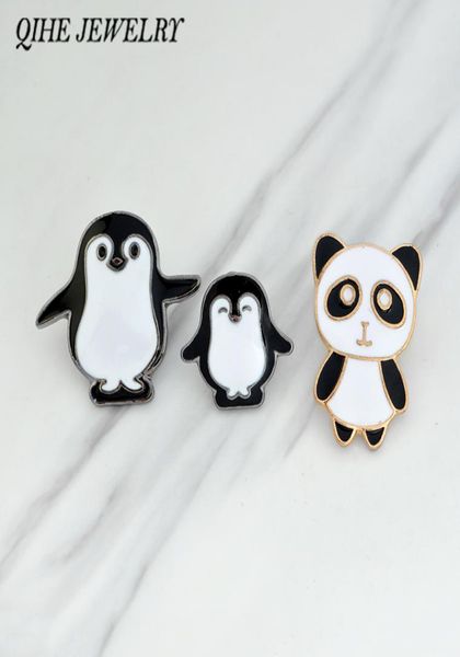 

qihe jewelry brooches pins penguin panda animal brooches backpack hat collar badges animal pins penguin jewelry3498349, Gray