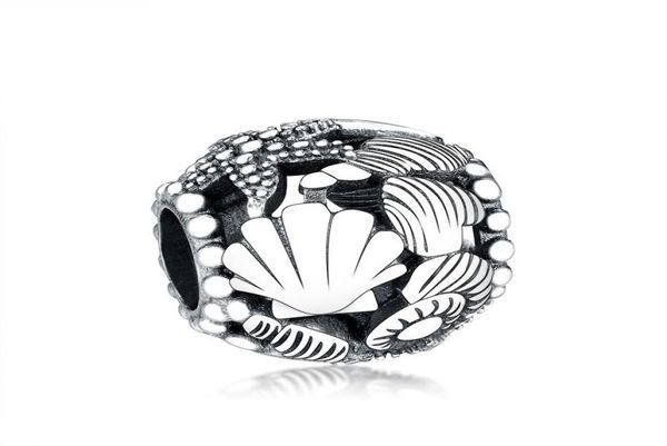 

original 925 sterling silver bead openwork starfish shells hearts charms beads fit brand charm bracelet bangle diy jewelry3147397, Black