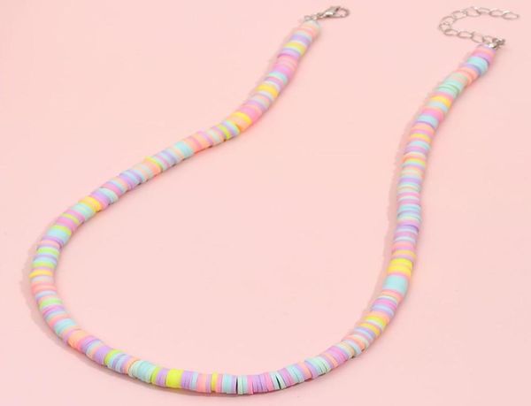 

2021 bohemian colorful soft polymer clay beads choker necklace beach female jewelry gifts beading necklaces for women wedding acce9740930, Silver