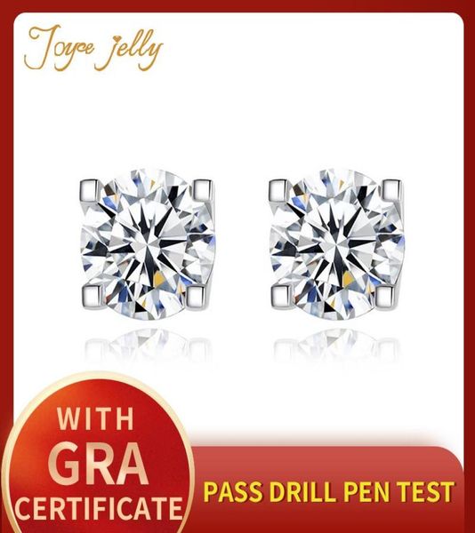 

joycejelly classic 925 sterling silver stub earrings for women 5mm d color mossanite gemstone fine jewelery wedding gifts3613588, Golden;silver