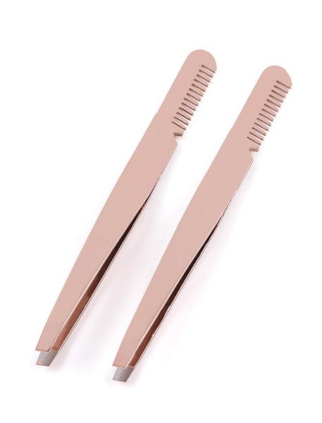 

stainless steel eyebrow tweezers clipper with brow comb eyebrow clip eyelash tweezers rose gold beauty tool7108580