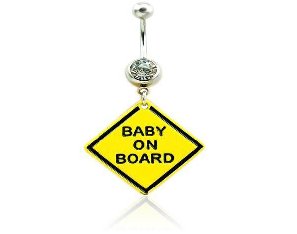 

fashion belly button rings stainless steel barbell dangle yellow signage with letter navel rings body piercing jewelry2896040, Silver