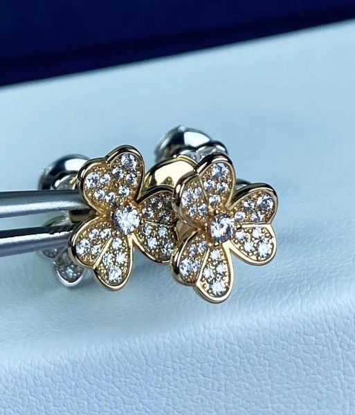 

s925 silver stud earring with flower and daimond in 18k rose gold plated and platinum for women wedding jewelry gift ps41035733987
