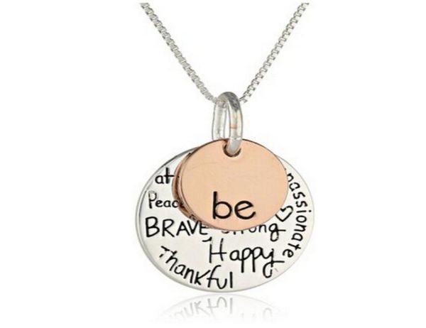 

fashion rose gold plated pendant necklace hand stamped be happy necklace cute hellojewelry8463148, Silver