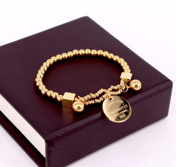 

fashion charm infinity bracelets titanium gold plated silver white beaded chain round tag love celtic women's bangles jewelry5188537, Golden;silver