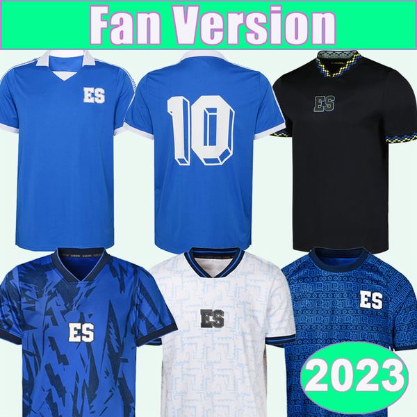

2023 salvador national team mens soccer jerseys larin tamacas d.ceren home blue away white 3rd football shirts 2022 icon short sleeve unifor, Black;yellow