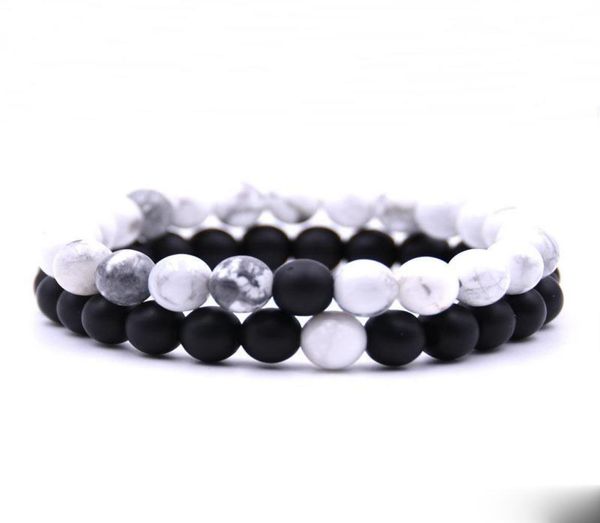 

distance bracelets for lovers 2pcsset valentine039s day jewelry yin yang stone beaded bracelets friend couple bracelet6075014, Black