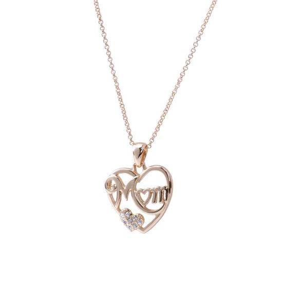 

delicate heart shape letter mom pendant necklace with diamond clavicular chain mom birthday mother039s day pendant3778249, Silver