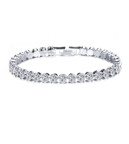 

fashion charm cz tennis bracelets for women men one row white clear zircon jewelry braclets gift bracelet pulseira2650910, Golden;silver