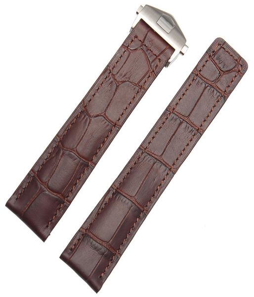 

suitable for tag leather strap with bamboo stripe carrera series 19202224mm flat mouth6666721, Black;brown