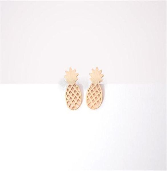 

fashion pineapple stud earrings personality fruit stud earrings hand dull surface stud earrings whole kka17747592110, Golden;silver