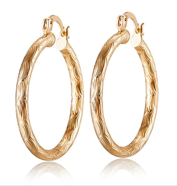 

retro vintage 18k yellow gold plated pattern round hoop earrings fashion jewelry bijoux party wedding gift for women whole3751468, Golden;silver