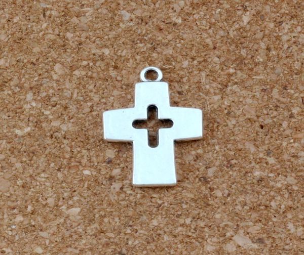 

100pcs antique silver alloy hollow cross charm beads pendants for jewelry making bracelet necklace diy accessories 17x25mm9690586, Bronze;silver
