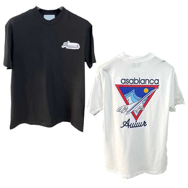 

2023ss summer new casablanca designer t shirt pullover trend fashion casual round neck hawaii short sleeve men tees fashion half sleeve, White;black