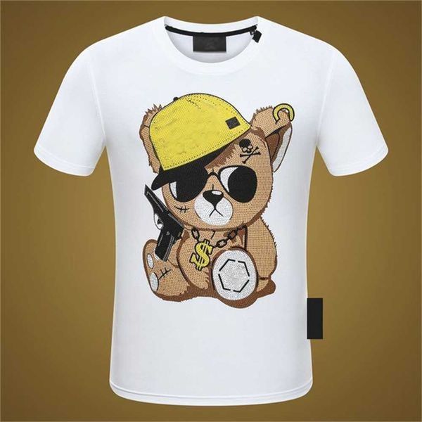 

cp mens tshirts polo shirt men designer plein bear skull diamond t short sleeve dollar brown bear brand tee oneck skulls tshirt tees pb clo, White;black