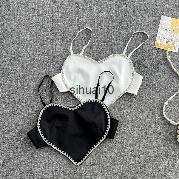 

women's t-shirt debardeur femme bra tank ropa mujer gorset camisoles for women crochet crop cropped harajuku heart tanks dropshipping, White