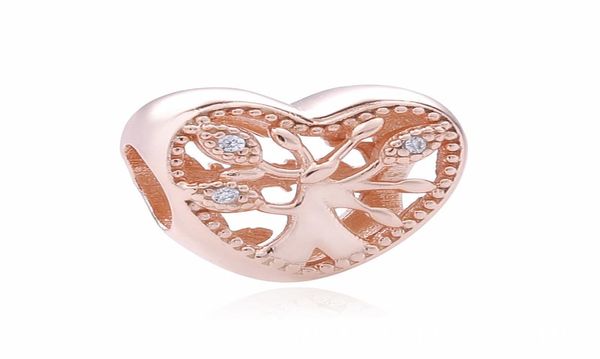 

mother039s day new 925 sterlingsilverjewelry openwork rose family tree heart charm beads for european brand bracelets diy fas3872326, Black