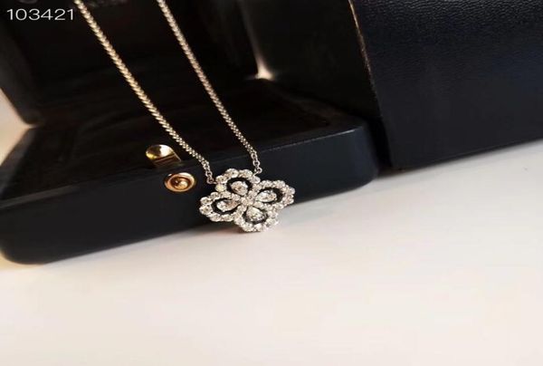 

luxury classic designer sterling silver full zircon four leaf clover flower pendant necklace for women wedding jewelry8617590