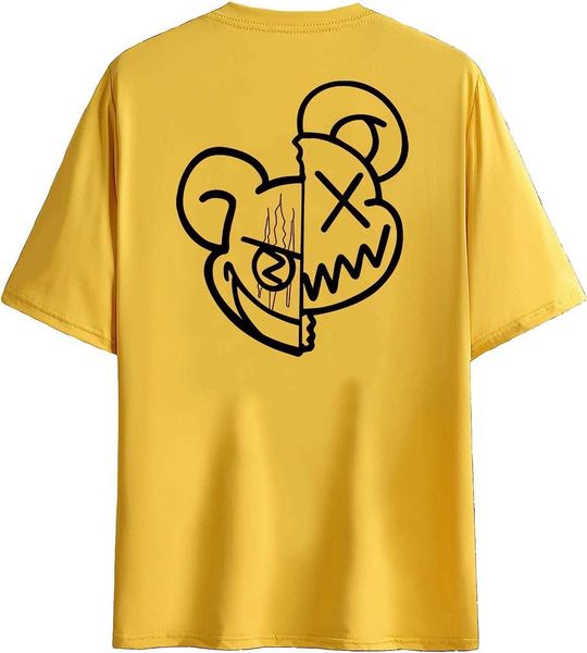 

cartoon pattern men's short sleeve t-shirt round neck casual t-shirt p, White;black