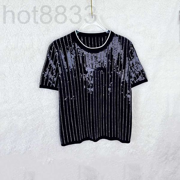 

women's sweaters designer 2023 brand same style sweater short sleeve crew neck sequins pullover fashion clothes epnc, White;black