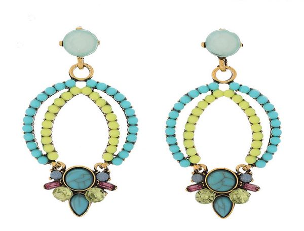 

bohemian vintage studs geometric long earrings resin stone drop earings fashion jewelry ethnic round statement earring 20215710360, Golden;silver