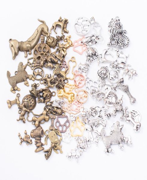 

200grams vintage silver color bronze pet animal puppy dog charms pendant for bracelet earring necklace diy jewelry making2902784, Bronze;silver