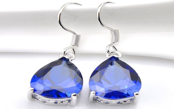 

10prs luckyshine teardrop blue z gemstone silver women fashion dangle earrings cubic zirconia earrings7600678