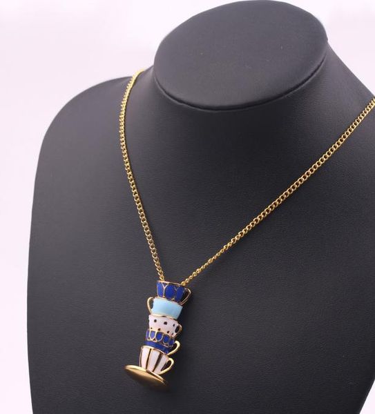 

valentine039s day gifts pendant necklaces european and american fashion brand glaze tea cup long necklace sweater chain8829692, Silver