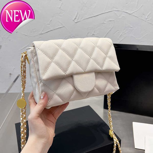 

women's brand designers shoulder bags tote 2023 new women's fashion clamshell texture gold chain strap small square bag portable c