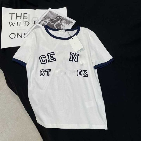 

women's t-shirt designer summer new academy style casual versatile slim and age reducing contrast letter printing short sleeve t-shirt, White