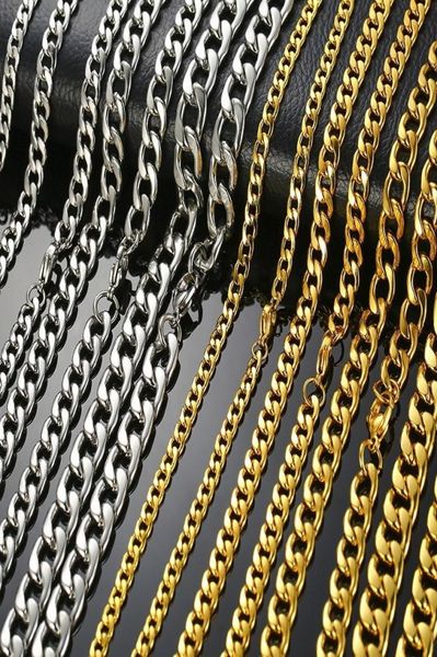 

510mm men039s round link chain necklace in gold tone stainless steel hiphop boy male jewelry with 24 inch6202771, Silver