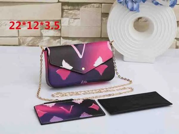 

3pcs set women classic sunrise pastel totes bag designer chain handbag pochette felicie bags in the city handbags shoulder handbag clutch to