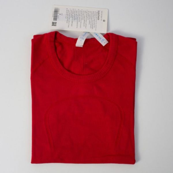 

active shirts tees yoga outfit align women's yoga short sleeve solid color nude sports shaping waist tight fitness loose jogging sports