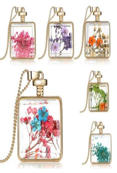 

po glass cabochons necklace herbarium environment friendly dried flower true flower locket glass square pendant necklace 20 p4206473, Silver