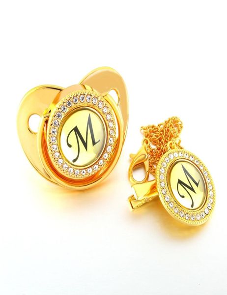 

initials letter gold newborn pacifiers and pacifier clip baby silicone nipple soother baby chupetes 018 months lj2011101753979