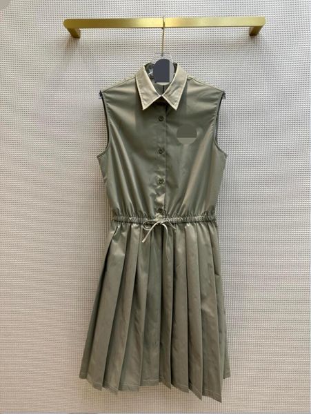 

2023 summer new explosion street waist fold sleeveless tank dress size s-l, Black;gray