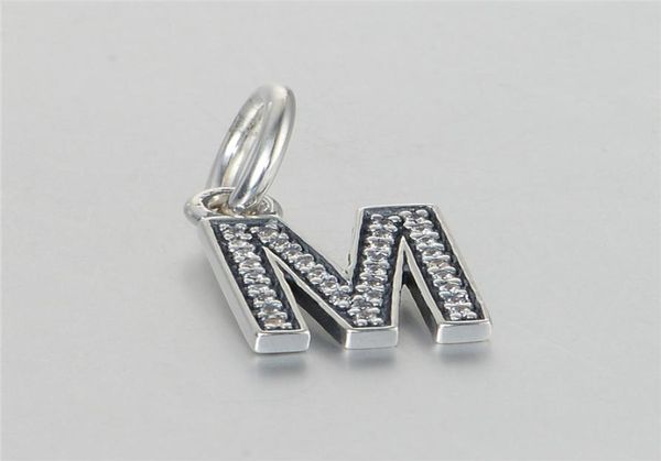 

pave clear crystal alphabet charm pendants bead 925 sterling silver dangle letters m beads for diy brand charms bracelets jewelry6753674, Black